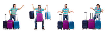 The travel vacation concept with luggage on whiteの写真素材