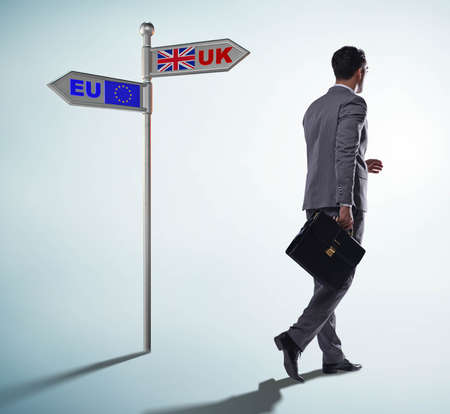The businessman in brexit concept - uk leaving euの写真素材