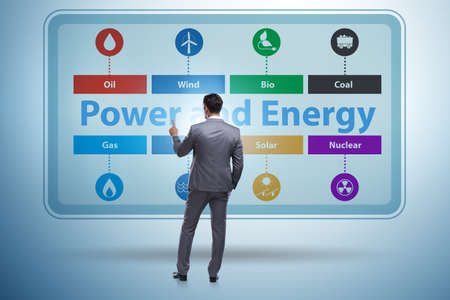 The energy mix concept with businessmanの写真素材