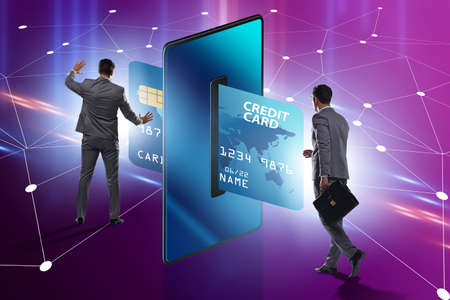 The businessman in money transfer concept