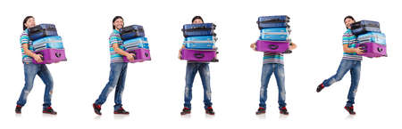 The travel vacation concept with luggage on whiteの写真素材