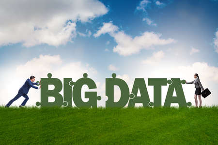 Big data concept with jigsaw puzzle pieces