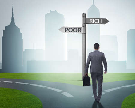 Businessman in difficult choice conceptの写真素材