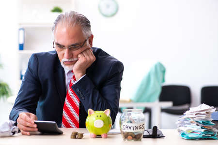 Old male accountant in budget planning conceptの写真素材
