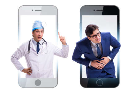 Telemedicine concept with doctor examining remotelyの写真素材
