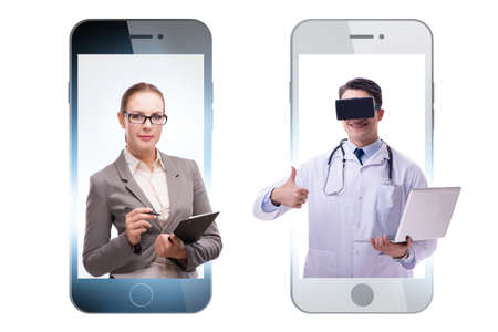 Telemedicine concept with doctor examining remotely