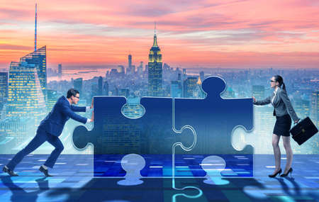 The business concept of puzzles for teamwork