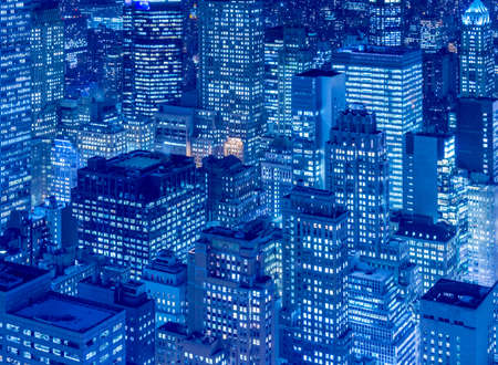 The night view of new york manhattan during sunsetの写真素材