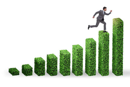 Businessman in the green ecology growth conceptの写真素材