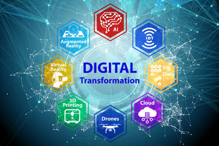 The digital transformation concept - 3d renderingの写真素材