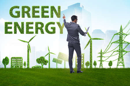 The green and ecology concept with businessmanの写真素材