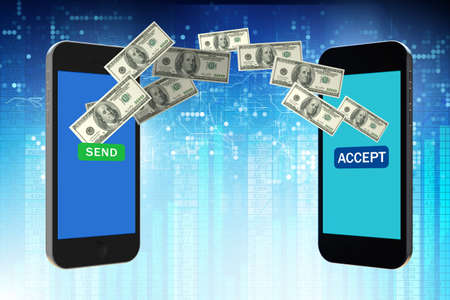 The concept of mobile wallet transfers - 3d rendering