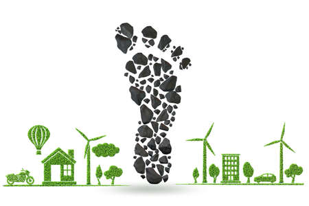 Carbon footprint concept - 3d renderingの写真素材
