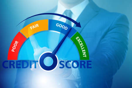 The businessman in credit score conceptの写真素材