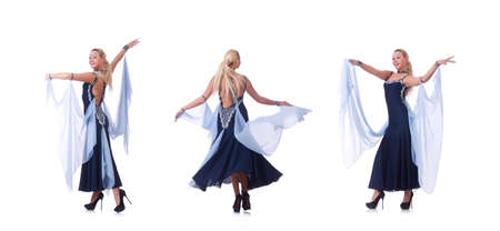 Woman dancing on the white background
