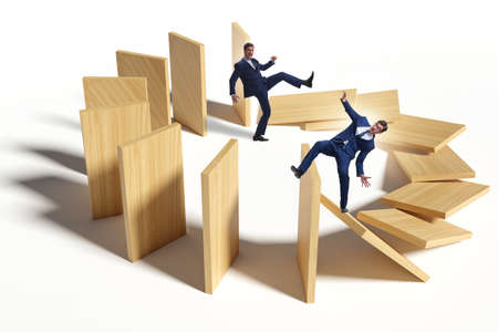 The domino effect and competition conceptの写真素材