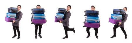 The travel vacation concept with luggage on whiteの写真素材