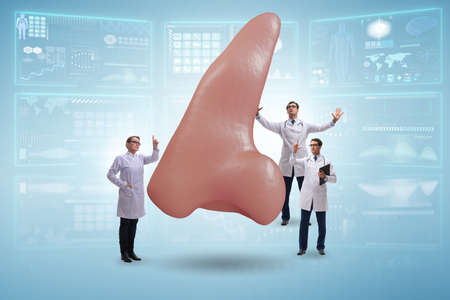 Doctors doing plastic nose surgery