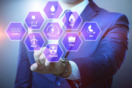 The energy mix concept with businessman