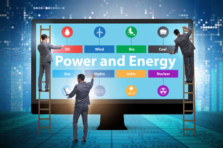 The energy mix concept with businessmanの写真素材