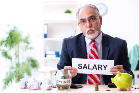 Old male accountant in budget planning conceptの写真素材