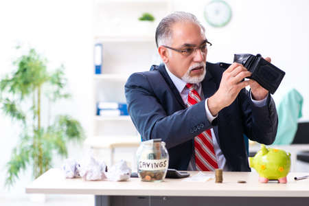 Old male accountant in budget planning conceptの写真素材