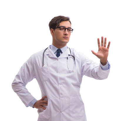 Young doctor isolated on white backgroundの写真素材