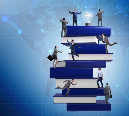 The education concept with books and people