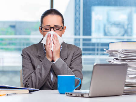 The young businesswoman working in the officeの写真素材