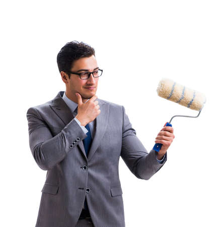 Businessman painter isolated on white backgroundの写真素材