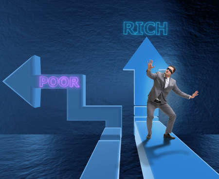 Businessman in difficult choice concept