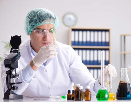 Biotechnology concept with scientist in lab