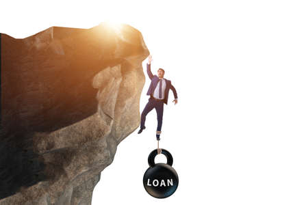The concept of debt and load with businessman