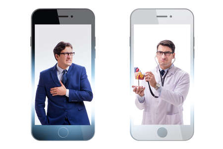 Telemedicine concept with doctor examining remotely