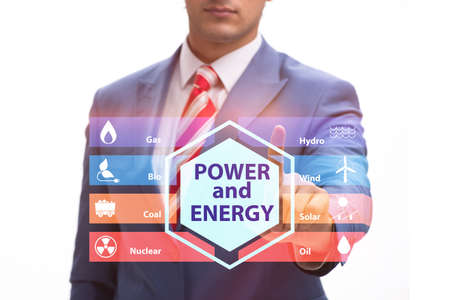 Energy mix concept with businessmanの写真素材