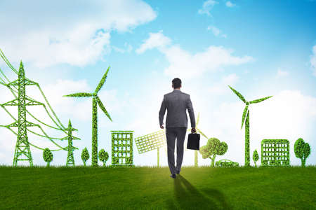 The green and ecology concept with businessmanの写真素材