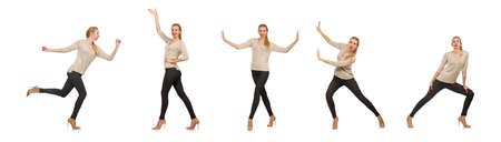 The young slim woman isolated on whiteの写真素材