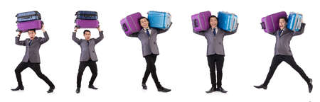 The travel vacation concept with luggage on whiteの写真素材