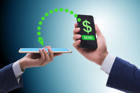 The concept of mobile wallet transfers - 3d renderingの写真素材