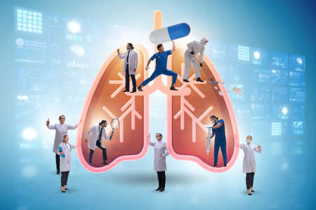 Illustration of doctors examining lungsの写真素材