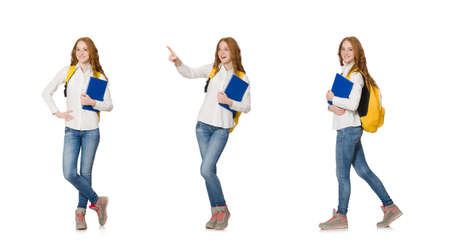 Young student isolated on the white backgroundの写真素材