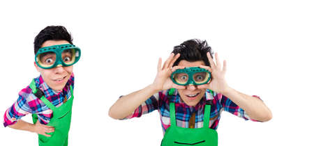 Industrial worker isolated on the white backgroundの写真素材