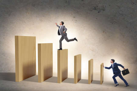Domino effect and competition conceptの写真素材