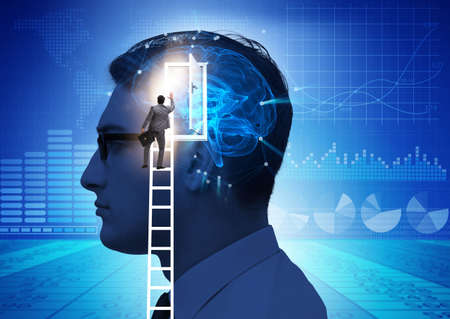 Businessman opening door to artificial intelligenceの写真素材