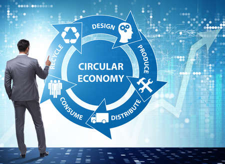 The concept of circular economy with businessman