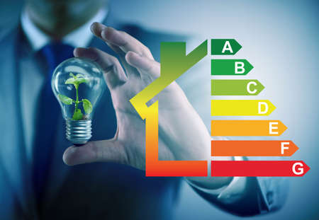 The businessman in energy efficiency concept