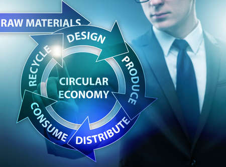 The concept of circular economy with businessman