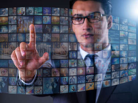 Collage of photos with businessman