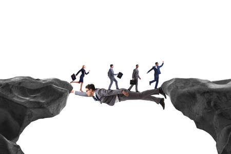 Businessman acting as a bridge in support concept