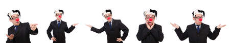 Clown businessman isolated on whiteの写真素材